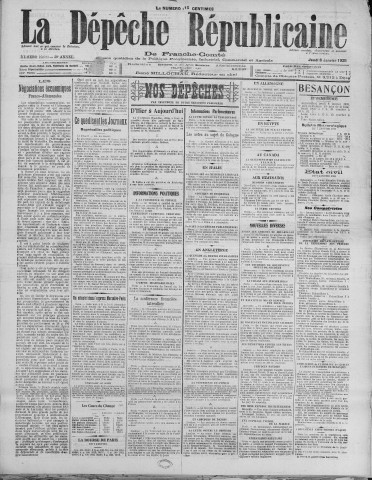 08/01/1925 - La Dépêche républicaine de Franche-Comté [Texte imprimé]