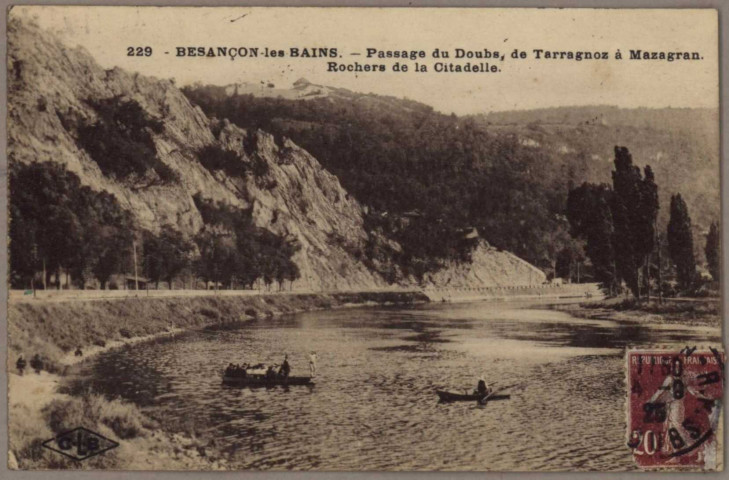 Passage du Doubs, de Tarragnoz à Mazagran et rochers de la Citadelle.