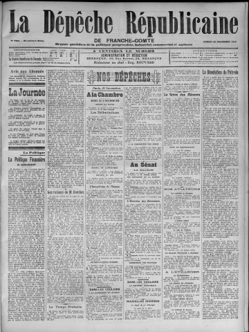 22/11/1913 - La Dépêche républicaine de Franche-Comté [Texte imprimé]
