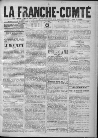 02/09/1889 - La Franche-Comté : journal politique de la région de l'Est