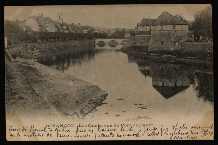 Besançon. Les Quais, vus du Pont de Canot [image fixe] , 1897/1903