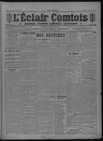14/01/1921 - L'Eclair comtois [Texte imprimé]