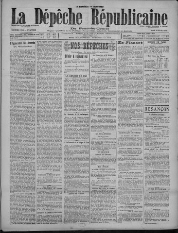 14/02/1922 - La Dépêche républicaine de Franche-Comté [Texte imprimé]