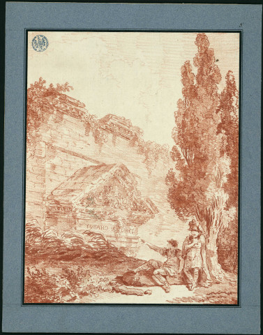 3 - Deux guerriers observant le tombeau de "Chabot" , [France : Paris], [circa 1767]