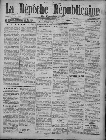 22/08/1927 - La Dépêche républicaine de Franche-Comté [Texte imprimé]