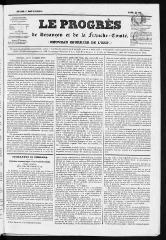 07/11/1839 - Le Progrès de Besançon et de la Franche-Comté