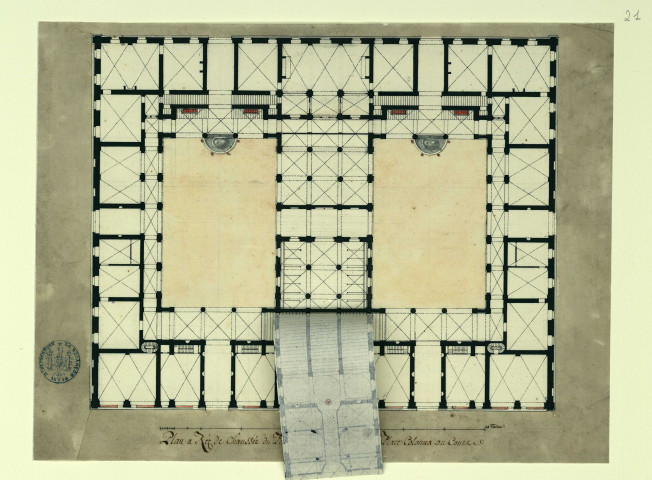 Plan du rez-de-chaussée du palais Bonacorsi / Pierre-Adrien Pâris , [S.l.] : [P.-A. Pâris], [1700-1800]