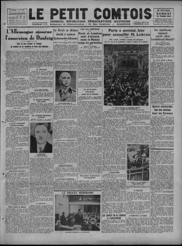 25/03/1939 - Le petit comtois [Texte imprimé] : journal républicain démocratique quotidien