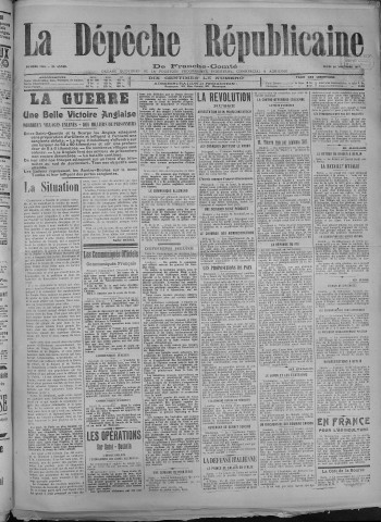 22/11/1917 - La Dépêche républicaine de Franche-Comté [Texte imprimé]