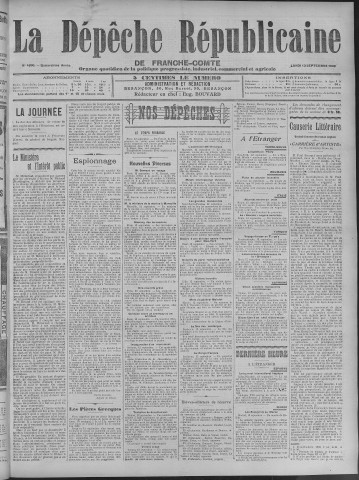 13/09/1909 - La Dépêche républicaine de Franche-Comté [Texte imprimé]