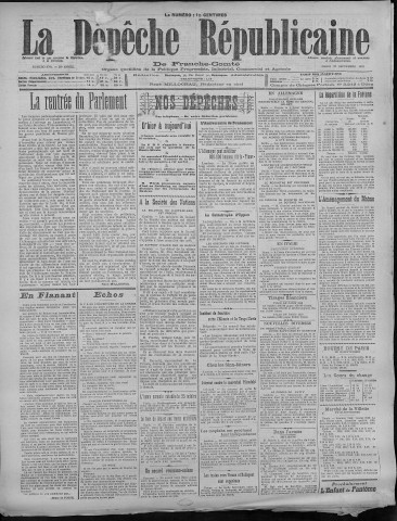 27/09/1921 - La Dépêche républicaine de Franche-Comté [Texte imprimé]