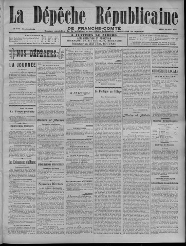 22/08/1907 - La Dépêche républicaine de Franche-Comté [Texte imprimé]