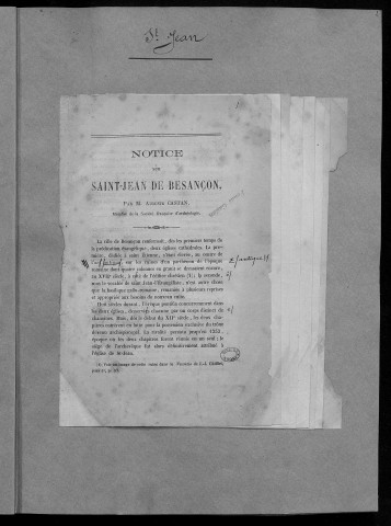 Ms 1817 - Histoire ecclésiastique de Besançon. Clergé séculier. Notes d'Auguste Castan (1833-1892)