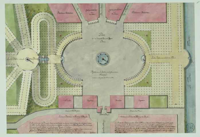 Plan de la nouvelle place du Peuple à Rome, projetée avec ses jardins par le gouvernement français et commencée par ses ordres en 1811 / Pierre-Adrien Pâris , [S.l.] : [P.-A. Pâris], 1811