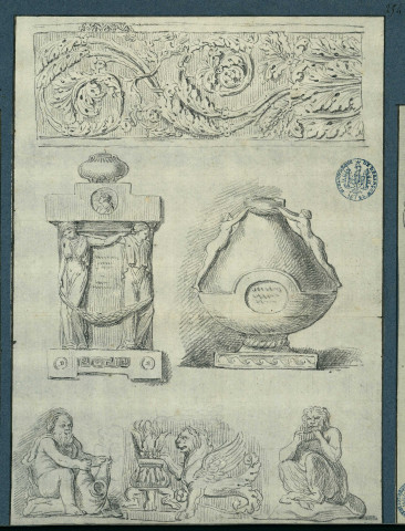 Divers motifs décoratifs et vase , [S.l.] : [s.n.], [1700-1800]