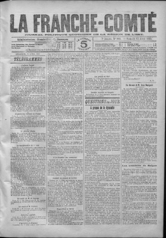 15/04/1893 - La Franche-Comté : journal politique de la région de l'Est