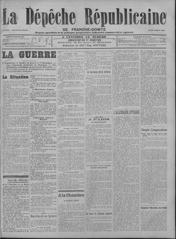 06/08/1914 - La Dépêche républicaine de Franche-Comté [Texte imprimé]