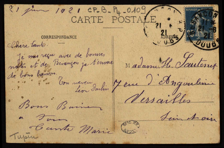 Succursale de la Banque de France, rue de la Préfecture [image fixe] , Besançon : Cliché Ch. Leroux, 1910/1921