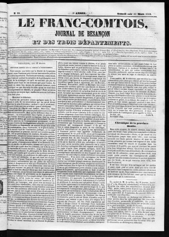 16/03/1844 - Le Franc-comtois - Journal de Besançon et des trois départements