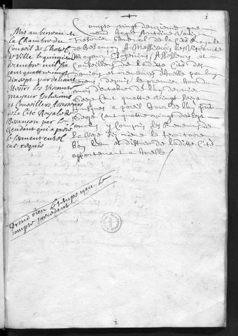 Comptes de la Ville de Besançon, recettes et dépenses, Compte de Jacques Antoine Varin (1er octobre 1696 - 30 septembre 1697)