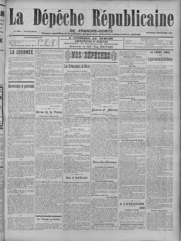04/09/1908 - La Dépêche républicaine de Franche-Comté [Texte imprimé]