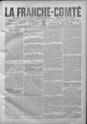 20/02/1893 - La Franche-Comté : journal politique de la région de l'Est