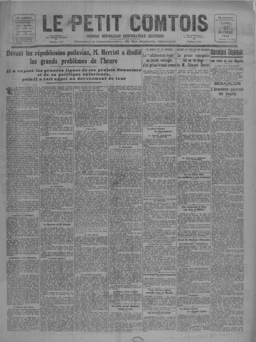 31/10/1932 - Le petit comtois [Texte imprimé] : journal républicain démocratique quotidien