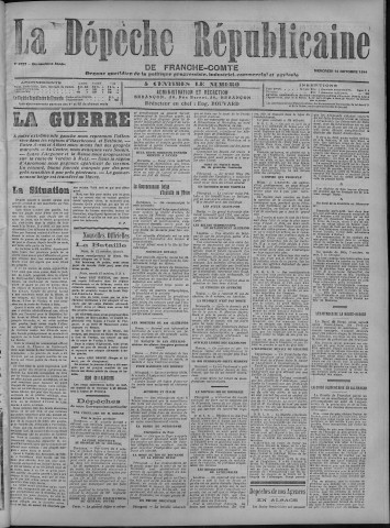 14/10/1914 - La Dépêche républicaine de Franche-Comté [Texte imprimé]