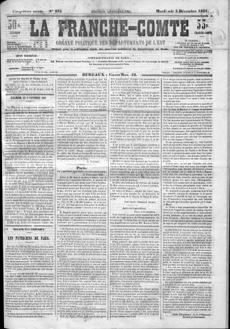 03/12/1861 - La Franche-Comté : organe politique des départements de l'Est