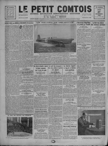 27/12/1934 - Le petit comtois [Texte imprimé] : journal républicain démocratique quotidien