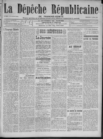 01/04/1914 - La Dépêche républicaine de Franche-Comté [Texte imprimé]