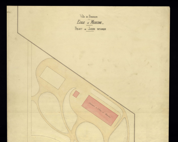 Ecole de médecine, projet de jardin botanique : plan de situation (s.d.).