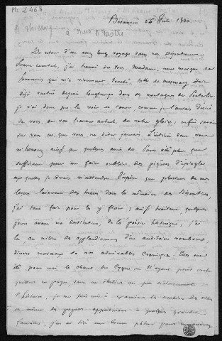 Ms Z 468 - Amédée Thierry. Lettre à Mme Amable Testu, 26 juin 1830