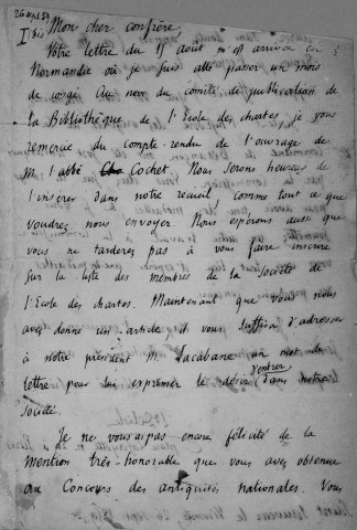 Ms 1874 - Lettres de Léopold Delisle à Auguste Castan et à Mme Castan (1855-1910)