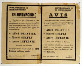 Avis annonçant la mort de 3 communistes : Delattre, Delphy, Lefebvre, affiche