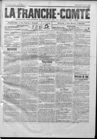 08/04/1900 - La Franche-Comté : journal politique de la région de l'Est