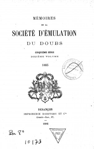 01/01/1885 - Mémoires de la Société d'émulation du Doubs [Texte imprimé]