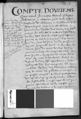 Comptes de la Ville de Besançon, recettes et dépenses, Compte de François Morel (1er juin 1658 - 31 mai 1659)