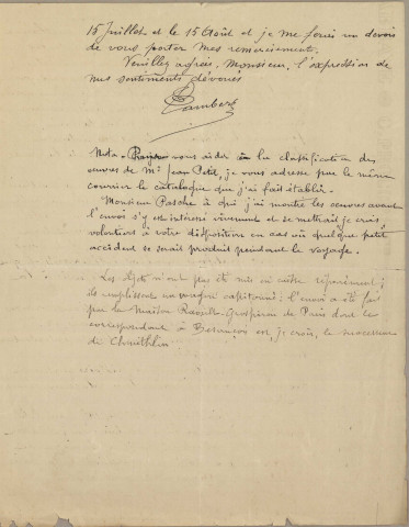 Dons et legs d'œuvres et d'objets : extraits de testaments, délibérations du conseil municipal, notification de dépôt de la Préfecture ou du Ministère de l'Instruction publique et des beaux-arts, listes d'objets et d'œuvres, correspondance.