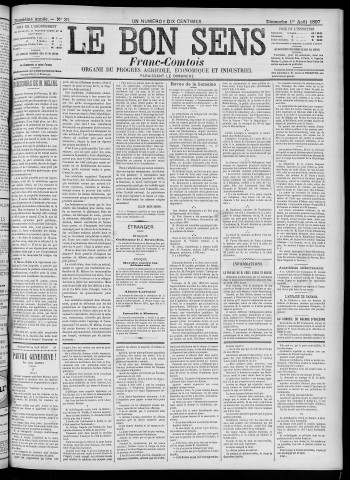 01/08/1897 - Organe du progrès agricole, économique et industriel, paraissant le dimanche [Texte imprimé] / . I