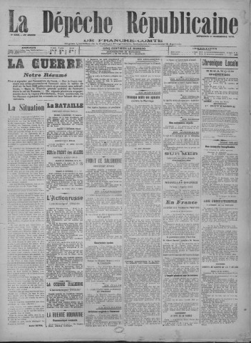 01/11/1916 - La Dépêche républicaine de Franche-Comté [Texte imprimé]