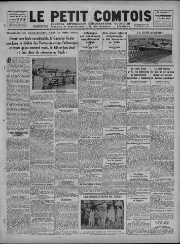 11/08/1939 - Le petit comtois [Texte imprimé] : journal républicain démocratique quotidien