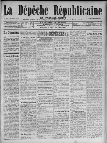 20/11/1913 - La Dépêche républicaine de Franche-Comté [Texte imprimé]