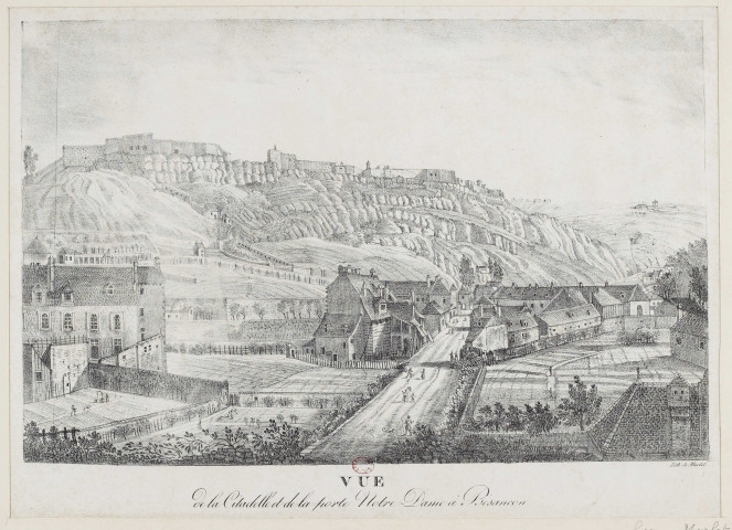 Vue de la Citadelle de la porte Notre Dame à Besançon [image fixe] / Lith. de Marlet , 1800/1899
