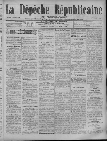 25/08/1910 - La Dépêche républicaine de Franche-Comté [Texte imprimé]
