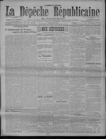 29/11/1923 - La Dépêche républicaine de Franche-Comté [Texte imprimé]
