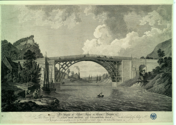 [Vue du pont de fer près de Coalbrookdale, comté de Salop (Angleterre)] [estampe] / Engraved by William Ellis  ; Drawn by M. A. Rooker , [Londres] : [James Phillips], 1782