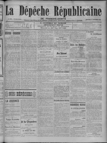 11/11/1908 - La Dépêche républicaine de Franche-Comté [Texte imprimé]