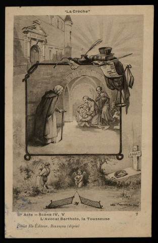 IIe Acte - Scènes IV, V - L'Avocat Bartholo, la Tousseuse [image fixe] , Besançon : Teulet fils Editeur, 1901-1908