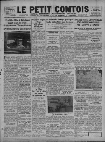 30/10/1939 - Le petit comtois [Texte imprimé] : journal républicain démocratique quotidien